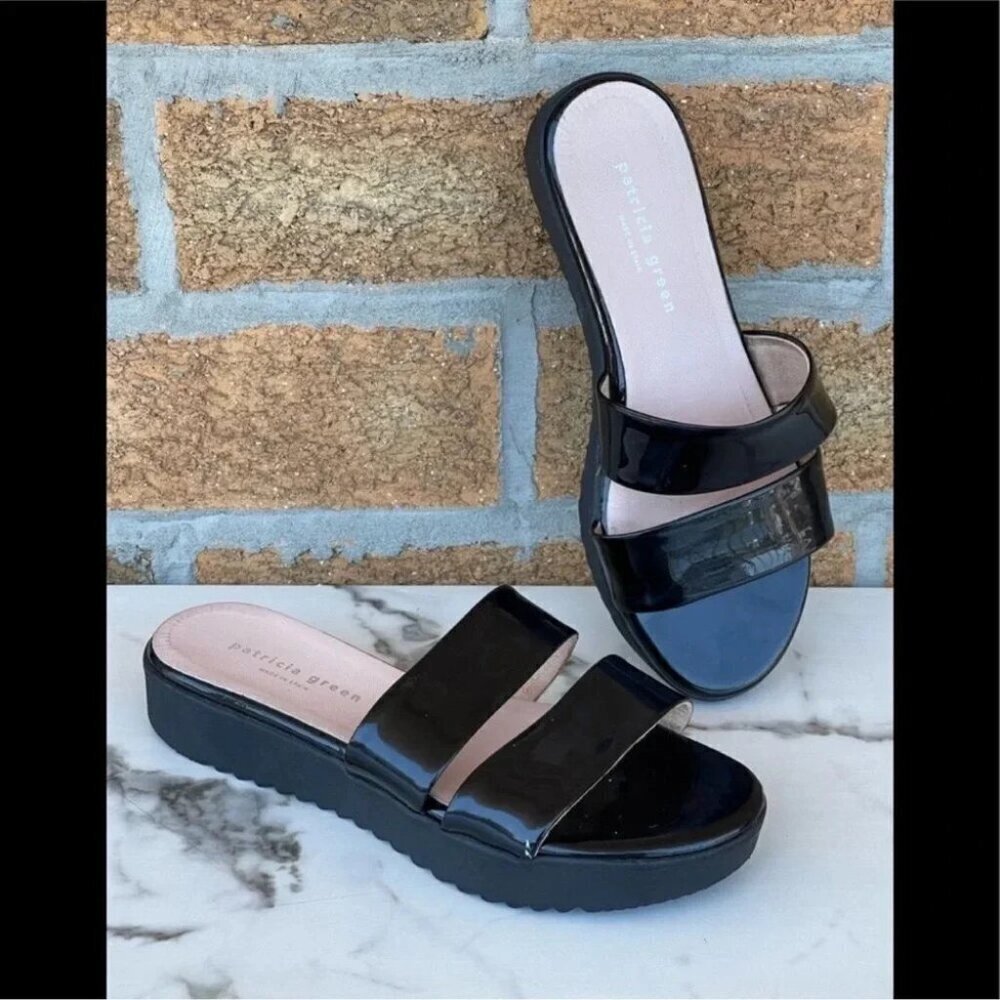 Patricia Green Black Slides.Size 38/7.5